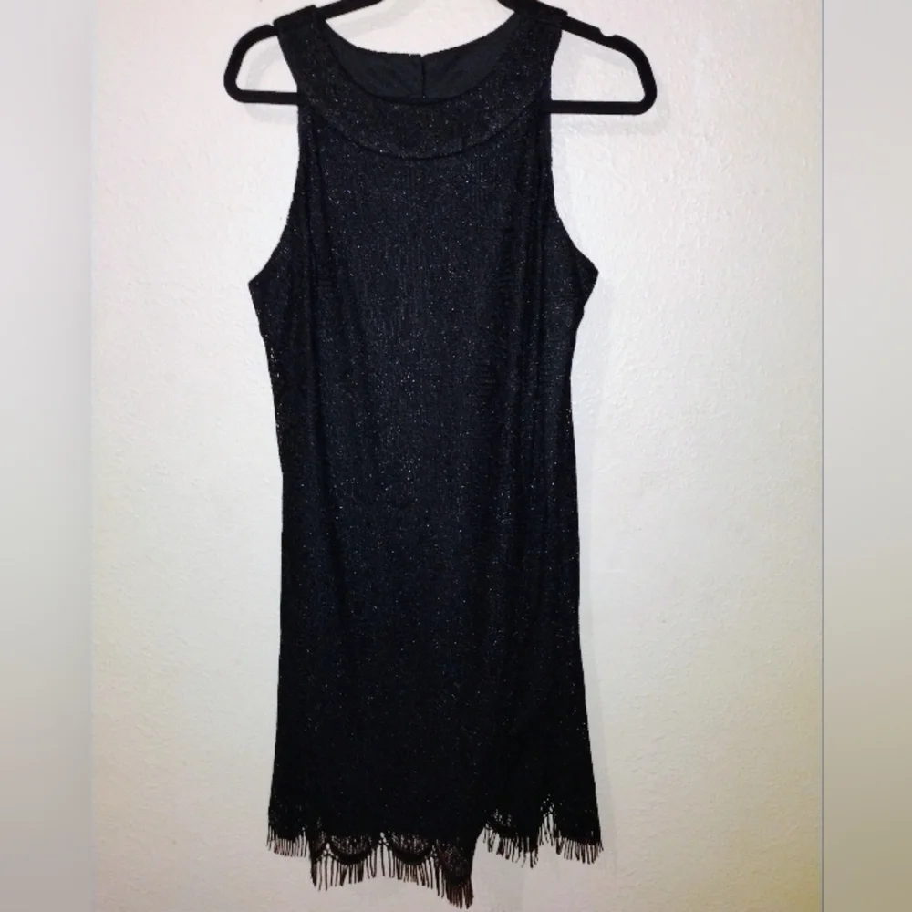 dressbarn Black Sparkle Fringe Mini Dress - Picture 1 of 7